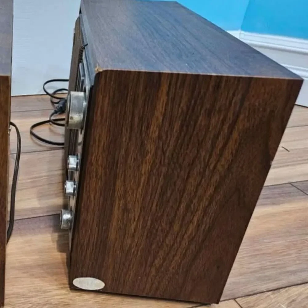 VTG 60s Sony ICF-9650W Fidelity Sound AM/FM Tabletop Stereo Radio Wooden Case